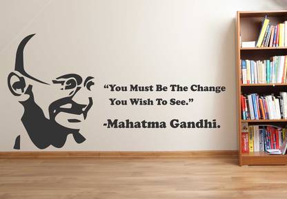 WALLDECORS 60.96 cm NATIONAL LEADER MAHATMA GANDHI STICKER Self Adhesive Sticker