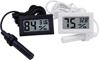 electrolight Best Selling White /Black Mini LCD Digital Thermometer Hygrometer Meter -50~70C 10%~99%RH for Fish Tank Water Marine Aquarium LCD Digital Thermometer Egg Incubator Cable Length - 1.5M. Aquarium Thermometer
