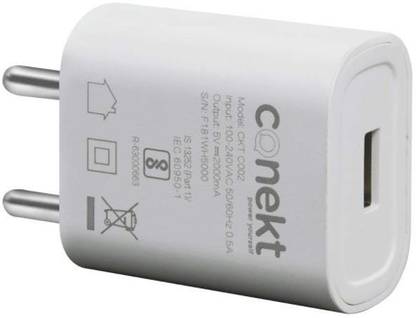 conekt 2 A Wall Charger for Mobile with Detachable Cable