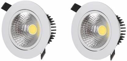 Homes Decor 10 Watt LED COB LX Spot Light Round Warm White (3000K) Tilt Pack of 2 Recessed Ceiling Light Ceiling Lamp