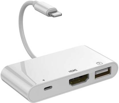 microware Lightning Cable 2 A 0.5 m Lighting to HDMI Adapter, USB Camera Adapter with Charging Port, 1080P HDMI Digital Audio AV Adapter Compatible with iPhone 11 X 8 7 6, iPad, iPod, USB Flash Drive to TV Projector Monitor