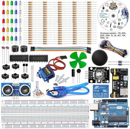 REES52 Arduino Uno Starter Kit Basic Starter Kit For Arduino Uno with Breadboard, LED, Resistor, Jumper Wires and Power Supply Educational Electronic Hobby Kit