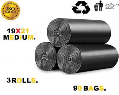 Apto 19X21 good quality thin trash bags disposable BLACK bags. Medium 13 L Garbage Bag  Pack Of 90