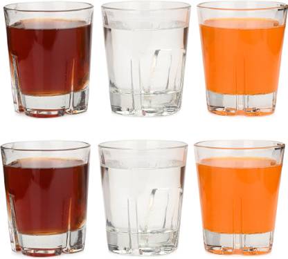 Verma (Pack of 6) Rox Multi-Purpose Drinking Glass Set, Transparent, 200 ml (Set Of Six) Glass Whisky Glass