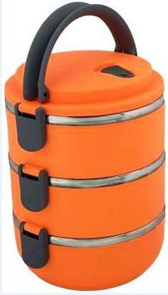 Universe Goods Three Layer Lunch Box Orange Colour 3 Containers Lunch Box
