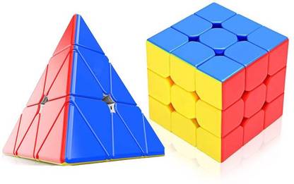 Saunidh Brain game High Speed Puzzle 2 Combo Cube Set |Pyramid Triangle Pyraminx Cube