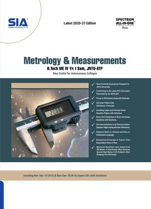 Metrology And Measurements, B.Tech IV-Year I-Sem (ME) R15, JNTU-Anantapur, Latest 2020-21 Edition