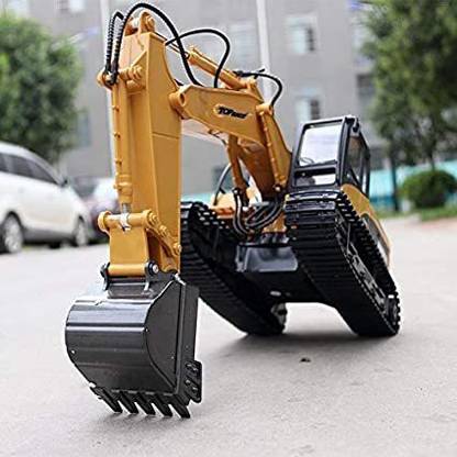 GBROS 15 Channel RC Excavator Metal Toy with Battery Remote Control