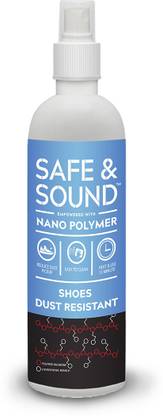 Safe&Sound SHOE DUST RESISTANT 100ml, Reduce Dust Pick, Stain Resistant, Made from advanced Nano Polymer Technology, Footwear Protection Leather, Nubuck, Synthetic Leather, Canvas, Sports, Velour, Suede Shoe Liquid Polish