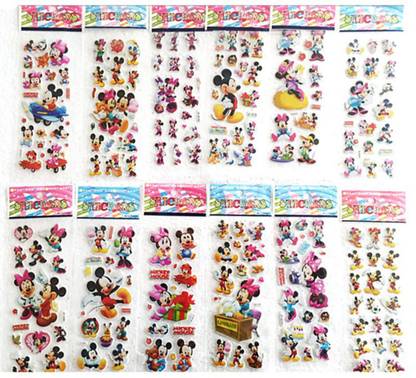 Super Easy 0.9 cm Mickey Mouse Character Puffy 3D Cute Funny ( 10 Sheets) Self Adhesive Sticker