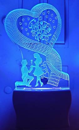 jkart 3D Latest Love u Forever Acrylic Colour Changing 3D Illusion LED Night Lamp for Bedroom Night Lamp