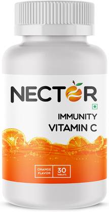 Nector Vitamin C Orange Chewable Tablets, Immunity Antioxidant & Skincare, 1 daily