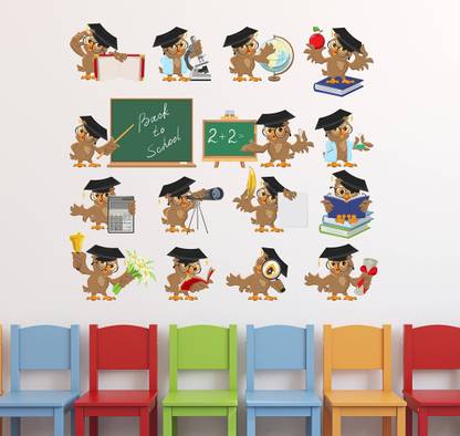 LANSTICK 96.52 cm BACK TO SCHOOL WITH BIRDS TEACHING STICKER Self Adhesive Sticker