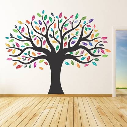 fuzzy 110 cm colourful tree Self Adhesive Sticker