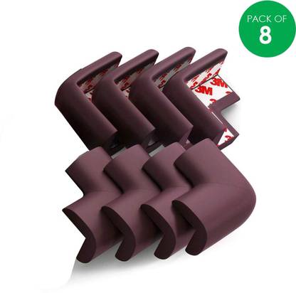 QUICKSHOP Baby safety proofing Corner & edge guard protector strip for furniture I Used on glass tabletop, wall I Brown (Pre Taped 8 Corners )