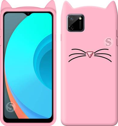 Strivex Back Cover for Realme C11 - Ear Kitty Case | 3D Cute Mustache Kitty Doll | Soft Girls Cat Back Cover