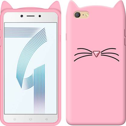 Asgeot Back Cover for Oppo A71 Mustache Meow Soft Silicone Cute 3D Cartoon Cat Ear Kitty ♥Pink♥