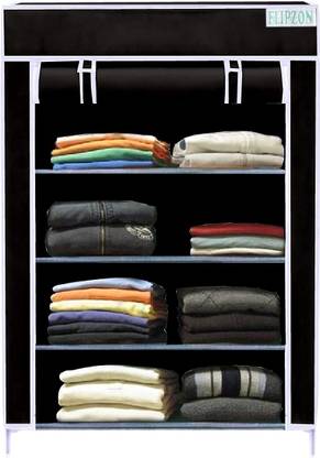 FLIPZON Multipurpose Storage Rack, 4 Layer PP Collapsible Wardrobe