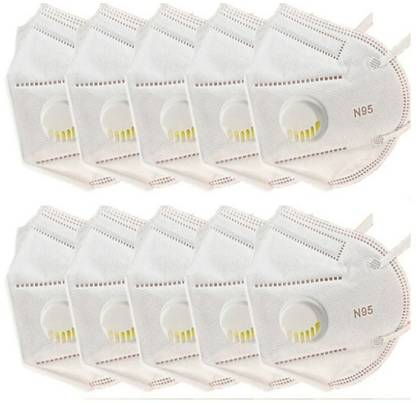 REGARDS N95 Face Masks with 6 Layers of protection, for Kids, Men and Women - Reusable Washable and Non-woven - Pack of 10 (White) Cloth Mask With Melt Blown Fabric Layer