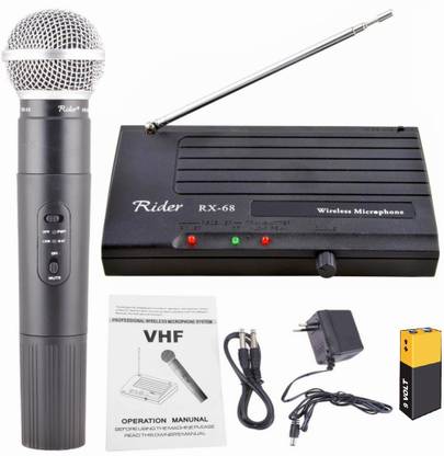 Divinext VHF Wireless Microphone System 200ft Wireless Range Rider Rx-68 Very High Frequency (VHF) Wireless Cordless Portable Handheld Transmitter Microphone System with Receiver for Public Address System, Studio, Karaoke, Radio, Live-performances, Conference Halls, Musical Shows, Opera, Public Speeches , Meetings, Class Room Teachings, Demonstrations, While Move Indoor, Outdoor PA System