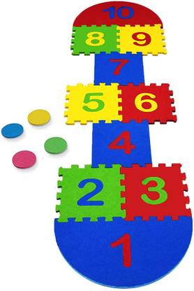 FATEVALLEY Hopscotch Game Mat for Kids | Number Learning Puzzle | Fun Floor Stapu Jumping Indoor Outdoor Physical Activity for Children and Adults Play Exercise | Multi Color | Large | EVA Foam | Set of 1