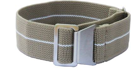 WAMD ELASTIC NATO - Khaki with White Center Line 20 mm Fabric Watch Strap