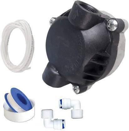 sivam Booster Pump Head for RO water Purifier,1 Pcs (Black) with 2 Meter Pipe, Tafflon Tape and Pump Elbow Solid Filter Cartridge