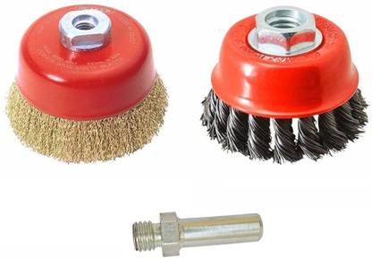 Inditrust 2pcs wire brush twisted and non twisted with M10 adaptor Wheel Brush