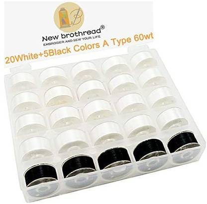 New brothread 25pcs 20+5 70D2 (60WT) Prewound Bobbin Thread Plastic Size A SA156 for Embroidery and Sewing Machines DIY Embroidery Thread Sewing Thread