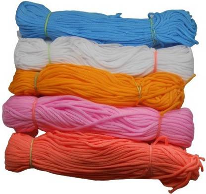 PUSHPA CREATION 5 colour 4mm soft Macrame Threads /cord Set of 5 cord