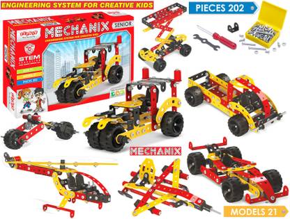 MECHANIX Children Mechanics Engineering System STEM Kids Construction And Building Toys(Build Up To 21 Model)202 Pcs| Gift Set For Boys| Age Group 7 Year To 16 Year| Made In India|