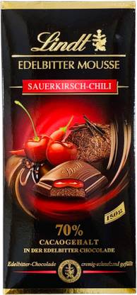 LINDT Cherry & Chili 70% Cacao Dark Mousse Chocolate 150 g Bars