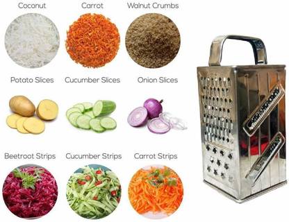 SWISS WONDER VXIV®-1012-5 in 1 Grater and Slicer with 4 Sides for Cheese, Vegetables, Ginger, Garlic Vegetable Grater
