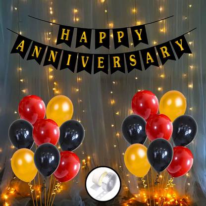 Party Propz Anniversary Decorations For Home Kit With Happy Banner Metallic Balloons 1set Led Lights Combo 54pcs 1st 25th 50th Wedding Decoration Mom Dad In India - Wedding Anniversary Decoration Ideas At Home Party Propz Anniversary Decorations For Home Kit With Happy Banner Metallic Balloons 1set Led Lights Combo 54pcs 1st 25th 50th Wedding Decoration Mom Dad In India - Wedding Anniversary Decoration Ideas At Home
