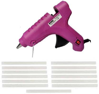 Bond ® 80W HOTMELT MAGENTA GLUE GUN WITH  TRANSPARENT GLUE STICK 11MM (DIY CRAFTS, SCHOOL PROJECTS, PASTING, BONDING, GUMMING, JOINING) 13 HOTMELT 11MM TRANSPARENT GLUE STICKS Standard Temperature Corded Glue Gun  (11 mm) Standard Temperature Corded Glue Gun