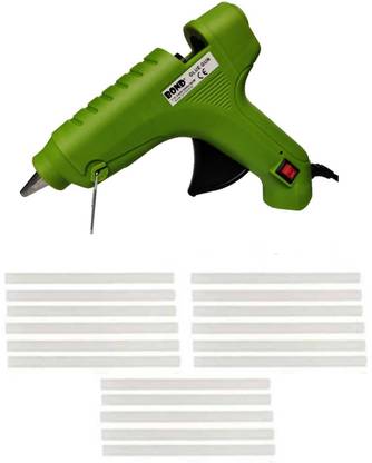 Bond ® 80W HOTMELT GREEN GLUE GUN WITH  TRANSPARENT GLUE STICK 11MM (DIY CRAFTS, SCHOOL PROJECTS, PASTING, BONDING, GUMMING, JOINING) 17 HOTMELT 11MM TRANSPARENT GLUE STICKS Standard Temperature Corded Glue Gun  (11 mm) Standard Temperature Corded Glue Gun