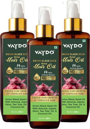 vaydo Onion Black Seed Hair Oil - Controls Hair Fall - No Mineral Oil, Silicones & Synthetic Fragrance - (600mL) Hair Oil