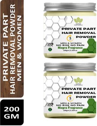 Haria Naturals Hair Removal Powder (Mogra Fragrance) Specially For Private Part (Easy Hair Removal No Risk No Pain) Men & Women 200 gms Wax