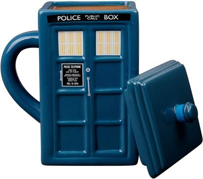 RVM Toys Doctor Who Tardis Square Shaped Ceramic Coffee With Lid For Your Favorite Coffee Tea Or Other Drink Ceramic Coffee Mug