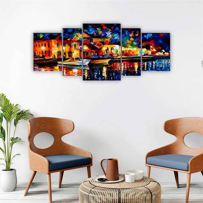 saf Set of 5 Modern Art UV Textured large Panel Digital Reprint 18 inch x 42 inch Painting