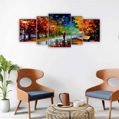 saf Set of 5 Modern Art UV Textured large Panel Digital Reprint 18 inch x 42 inch Painting