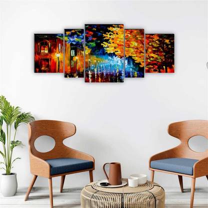 saf Set of 5 Modern Art UV Textured large Panel Digital Reprint 18 inch x 42 inch Painting