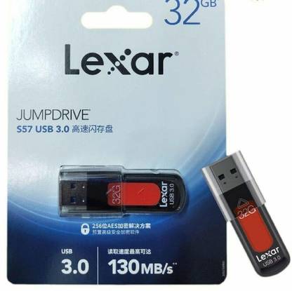 Lexar JUMPDRIVE S57 32 GB Pen Drive Compatible with Laptop, Desktop Computer, Television USB 3.0 Plastic Case