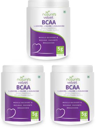 Natures Velvet Lifecare Instantized BCAA 5000 mg Powder, 300gms, 60 Servings - Pack of 3 BCAA