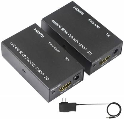 OcAfee HDMI Extender/Extension RX Receiver TX Transmitter HDMI Repeater Connector Convertor Dual RJ45 CAT5e CAT6 LAN Ethernet Network Cable Upto 60 m for HDTV Projector DVD PS3 Media Streaming Device