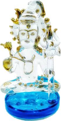 Manju and Sons Lord Shiva Glass idol of Pure Solid Glass Decorative Showpiece  -  8 cm