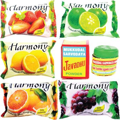 Harmony Fruity 5 fruit Extract Soap (Different Flavour) with Original Javadhu Powder