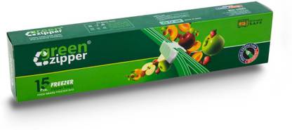 greenzipper |Extra Large ZIP LOCK BAGS | FREEZER BAGS | VEGETABLE STORAGE ZIPPER BAGS | ORGANIZES VEGETABLES ZIPLOC BAGS IN FRIDGE | (1 PACK - 15 PIECES), EXTRA LARGE (XL Size) 12" X 14" (30 X 35.5cm) Plastic Storage Pouch