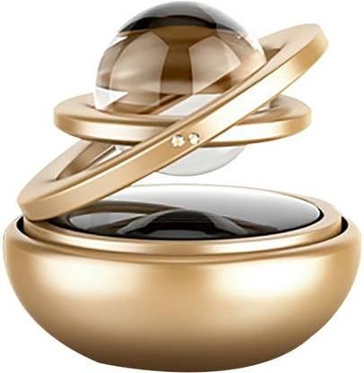 Qiisx Sea Elegance Car Freshener Aroma Oil Solar Car Aromatherapy Essential Oil Diffuser, 360°Double Ring Crystal Rotating Design, Car Perfume (Gold)