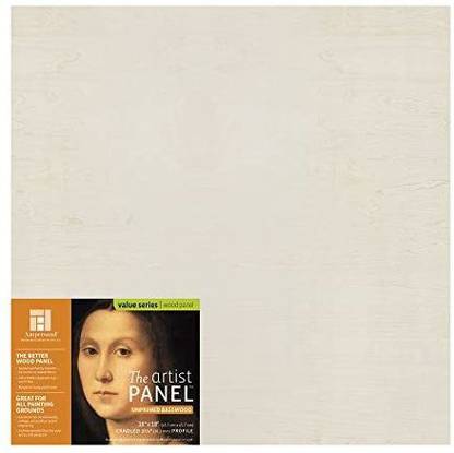 Ampersand Art Supply Unprimed Basswood Artist Panel 1-1/2" Cradled Profile, 18"X18" (Upwp151818)